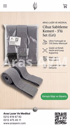 Aras Lazer Epilasyon Cihaz Başlık Sabitleme Kemeri - 3’lü Profesyonel Set (Gri) | Ürün | sahibinibulal